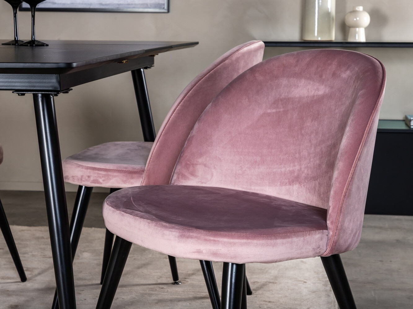 Salle à manger complète Dallas 1521 (Rose + Noir)