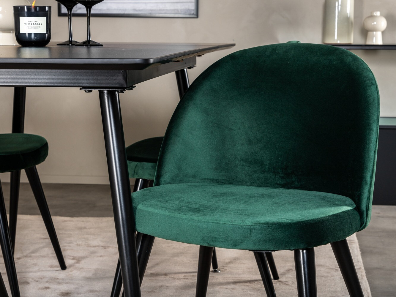 Salle à manger complète Dallas 1521 (Vert + Noir)