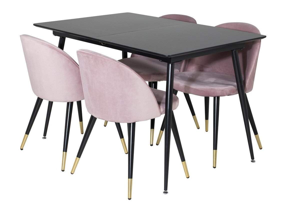 Salle à manger complète Dallas 1526 (Rose + Noir)