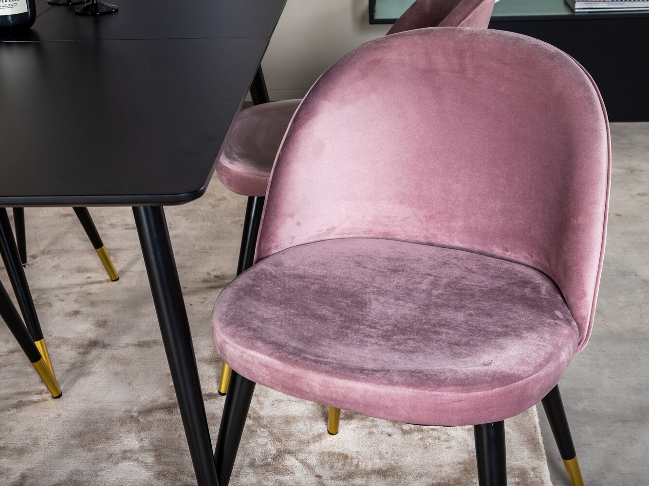 Salle à manger complète Dallas 1526 (Rose + Noir)