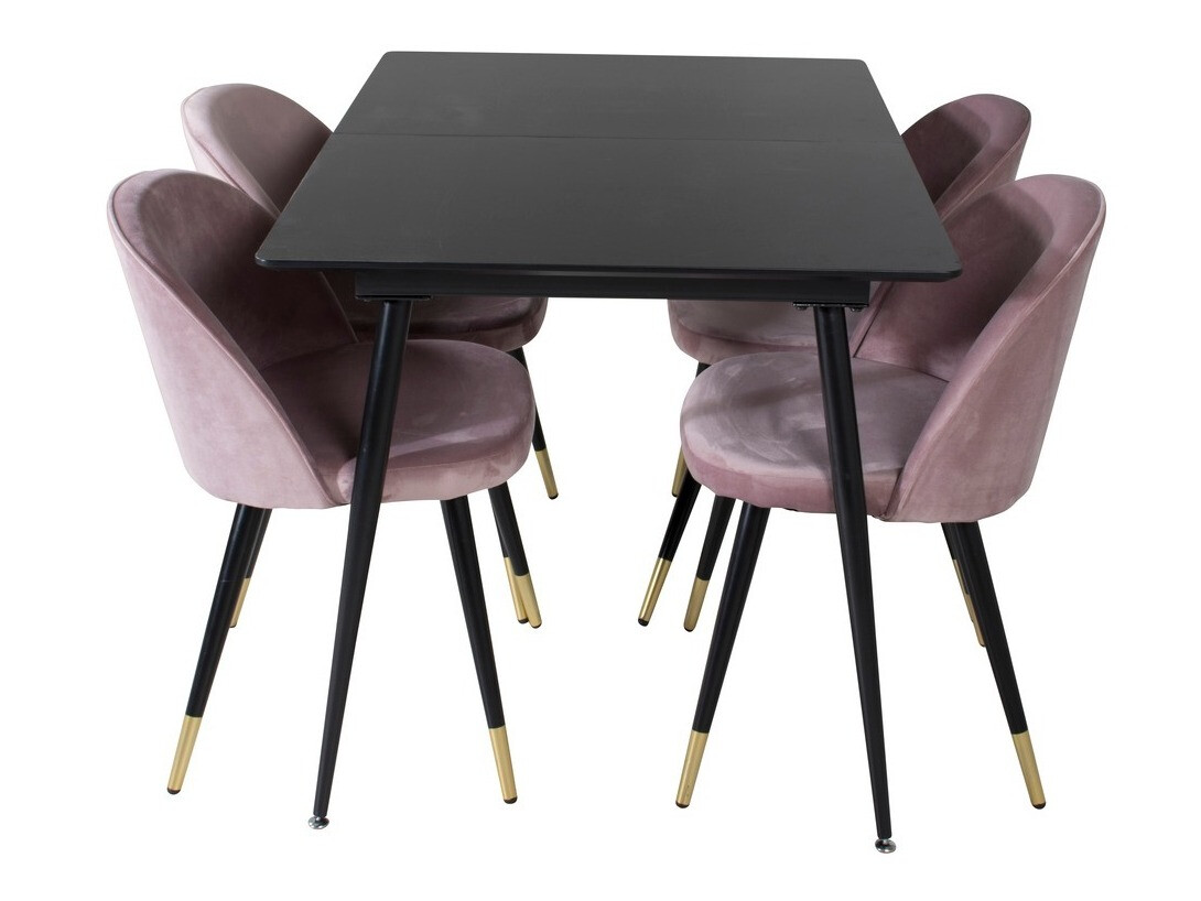 Salle à manger complète Dallas 1526 (Rose + Noir)