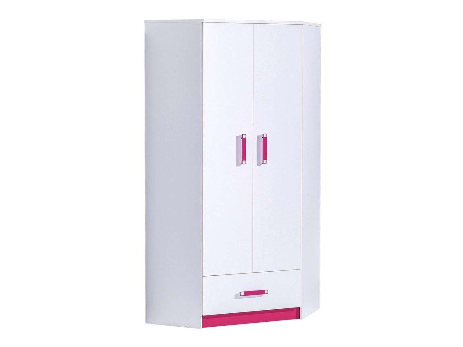 Armoire d'angle Lorlare 112 (Blanc + Rose)