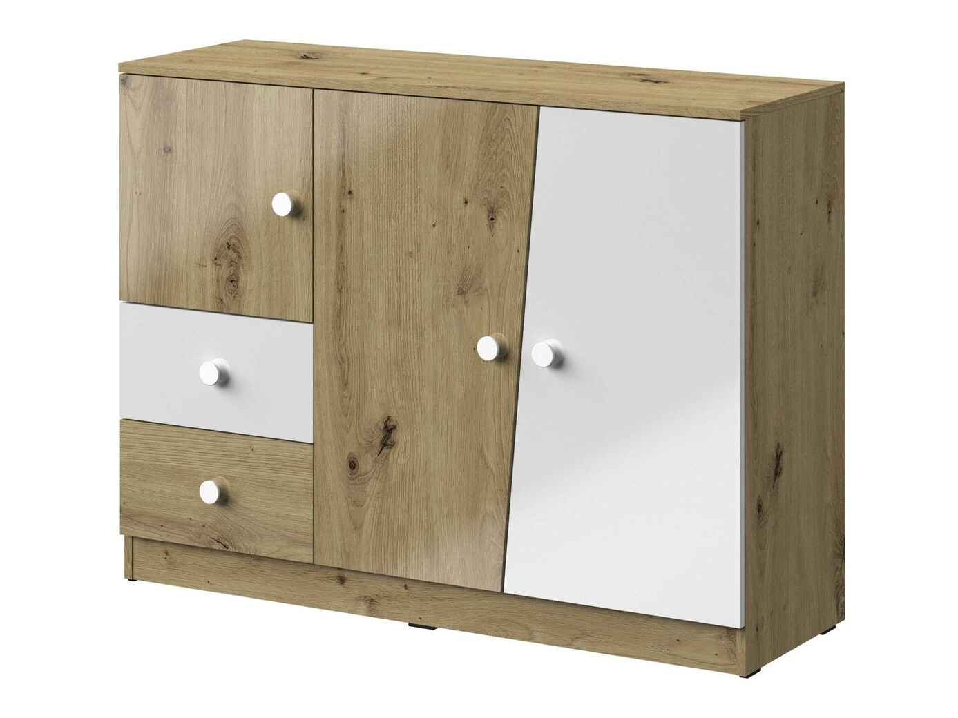 Commode Mirelbu 106 (Chêne Artisan + Blanc brillant)