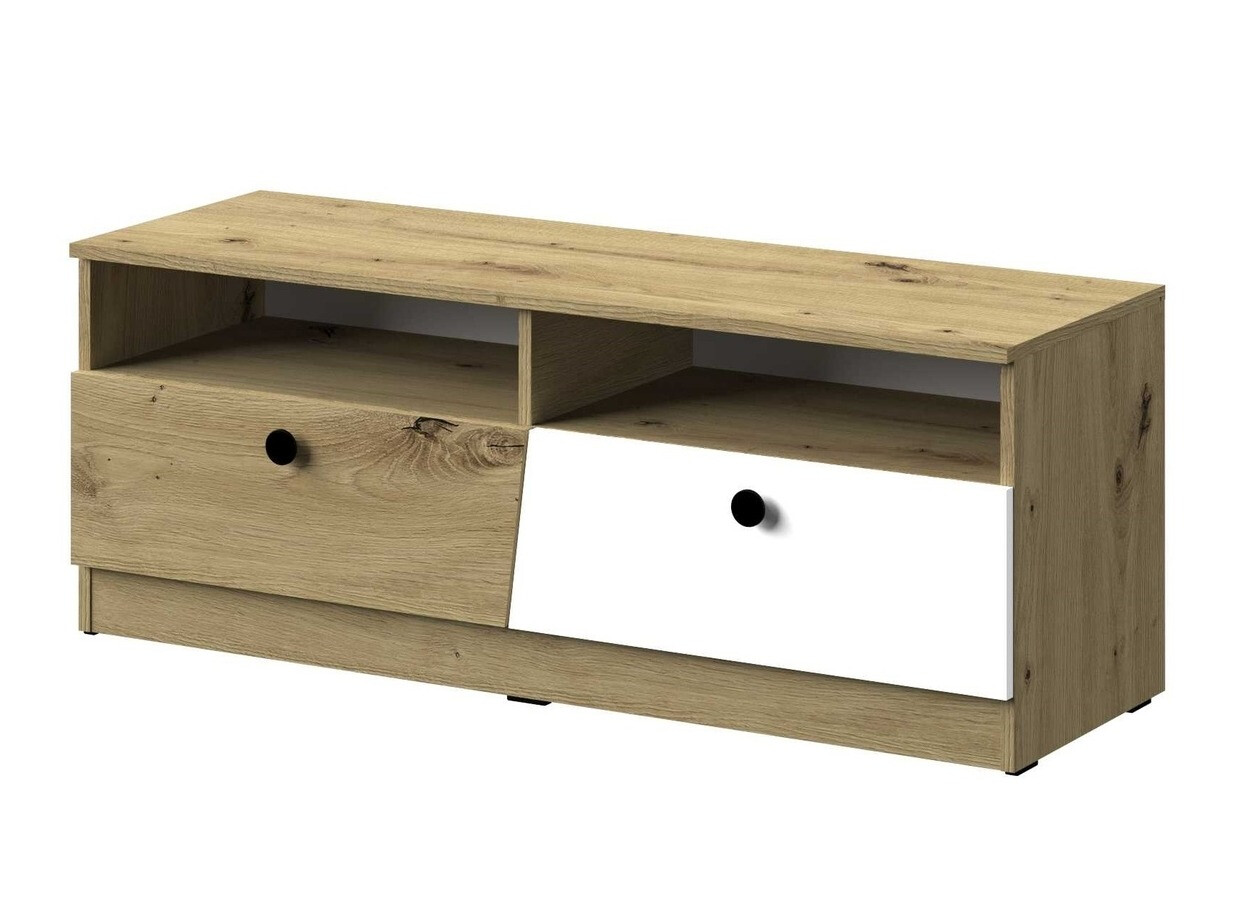 Meuble TV Mirelbu 107 (Chêne Artisan + Blanc + Noir)