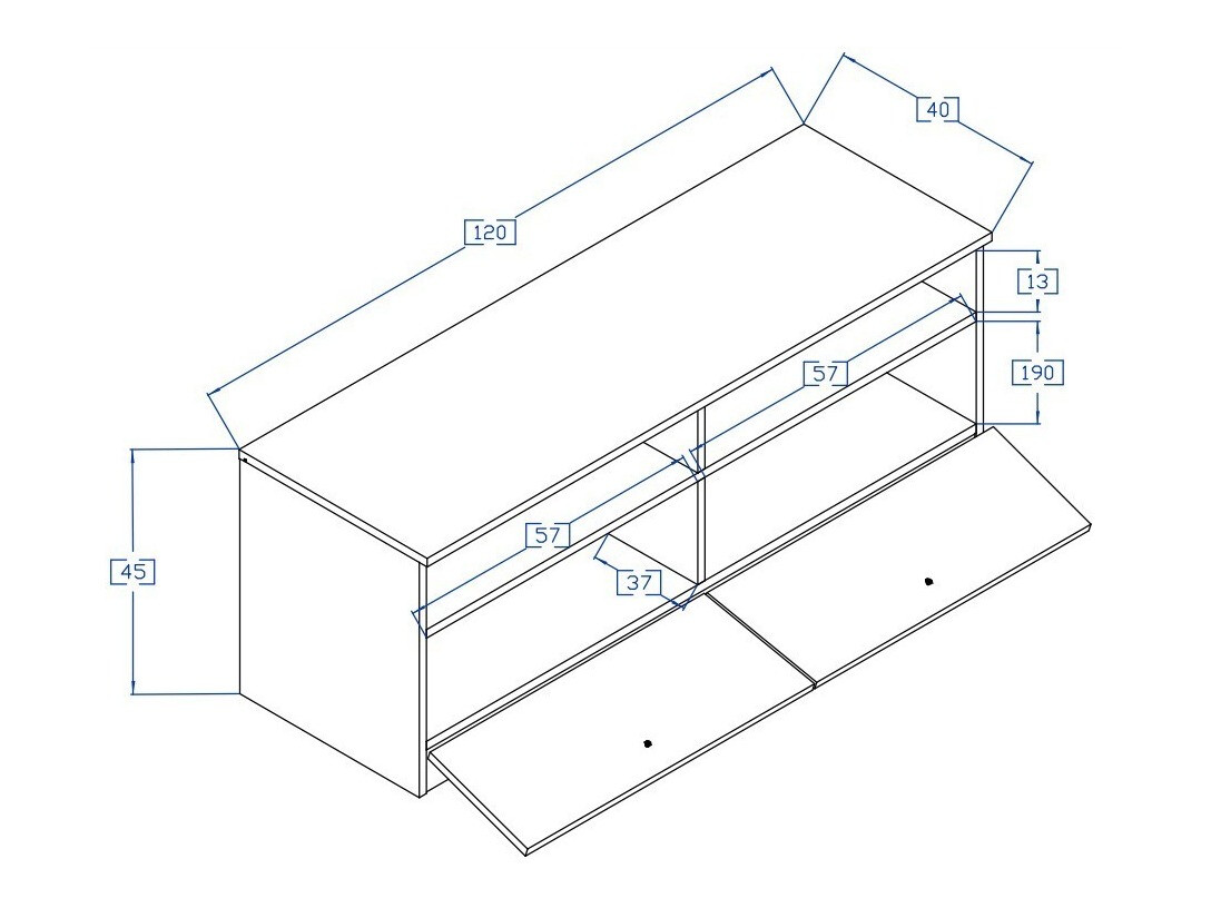 Meuble TV Mirelbu 107 (Chêne Artisan + Blanc + Noir)