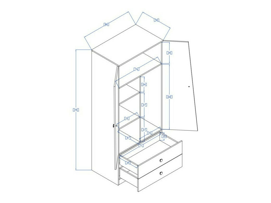 Armoire Mirelbu 100 (Chêne Artisan + Blanc brillant + Noir brillant)