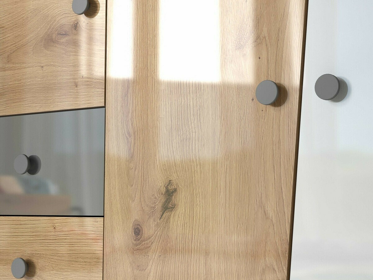 Armoire Mirelbu 100 (Chêne Artisan + Blanc + Noir)