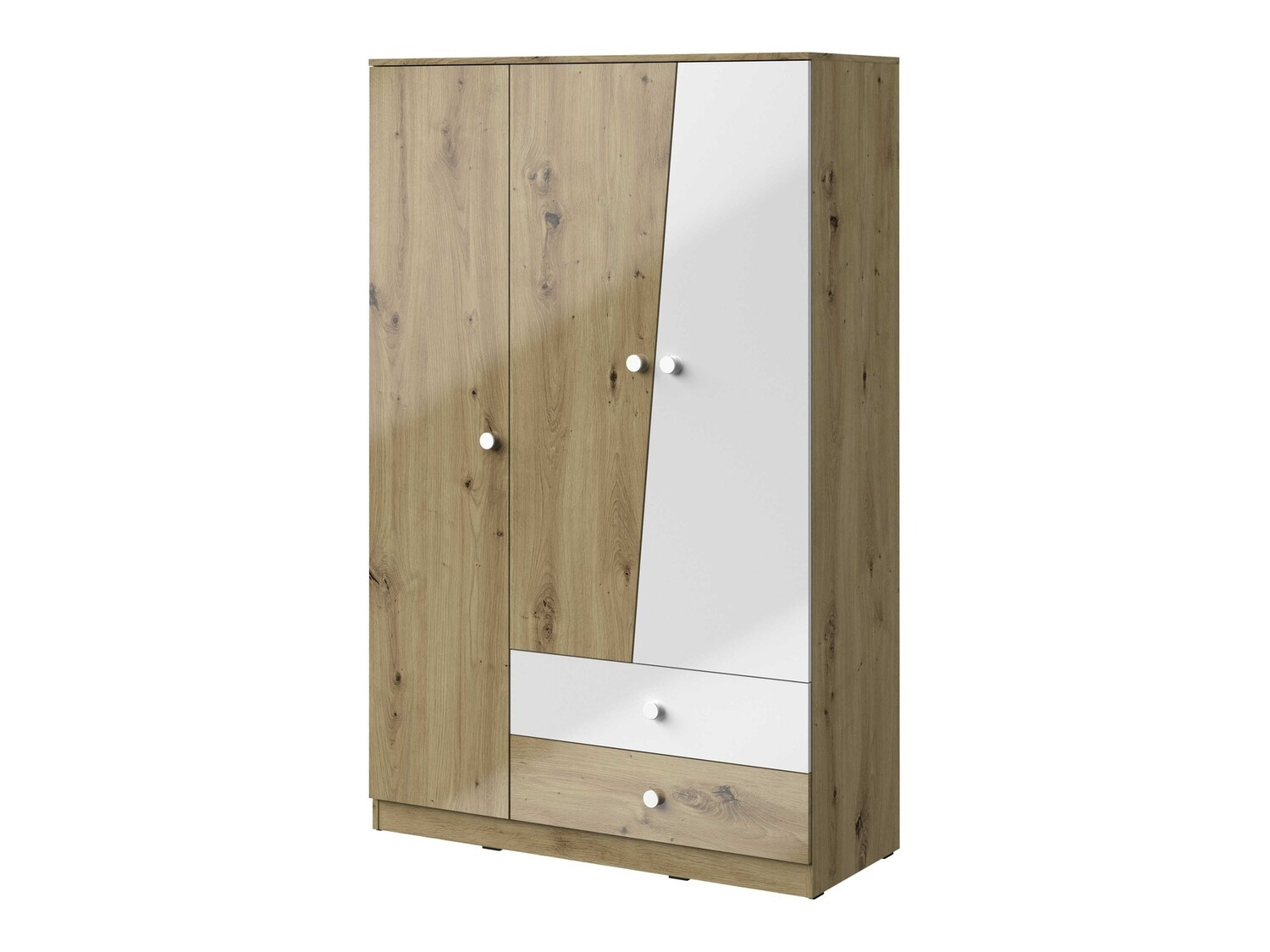 Armoire Mirelbu 102 (Chêne Artisan + Blanc brillant)