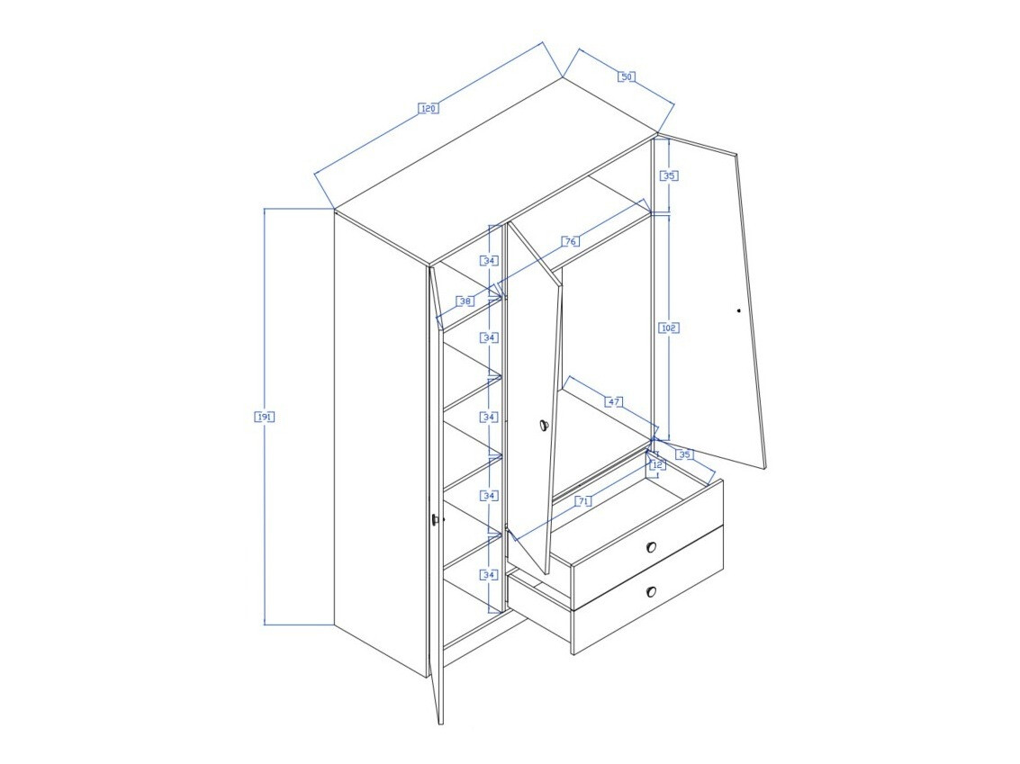 Armoire Mirelbu 102 (Chêne Artisan + Blanc brillant)