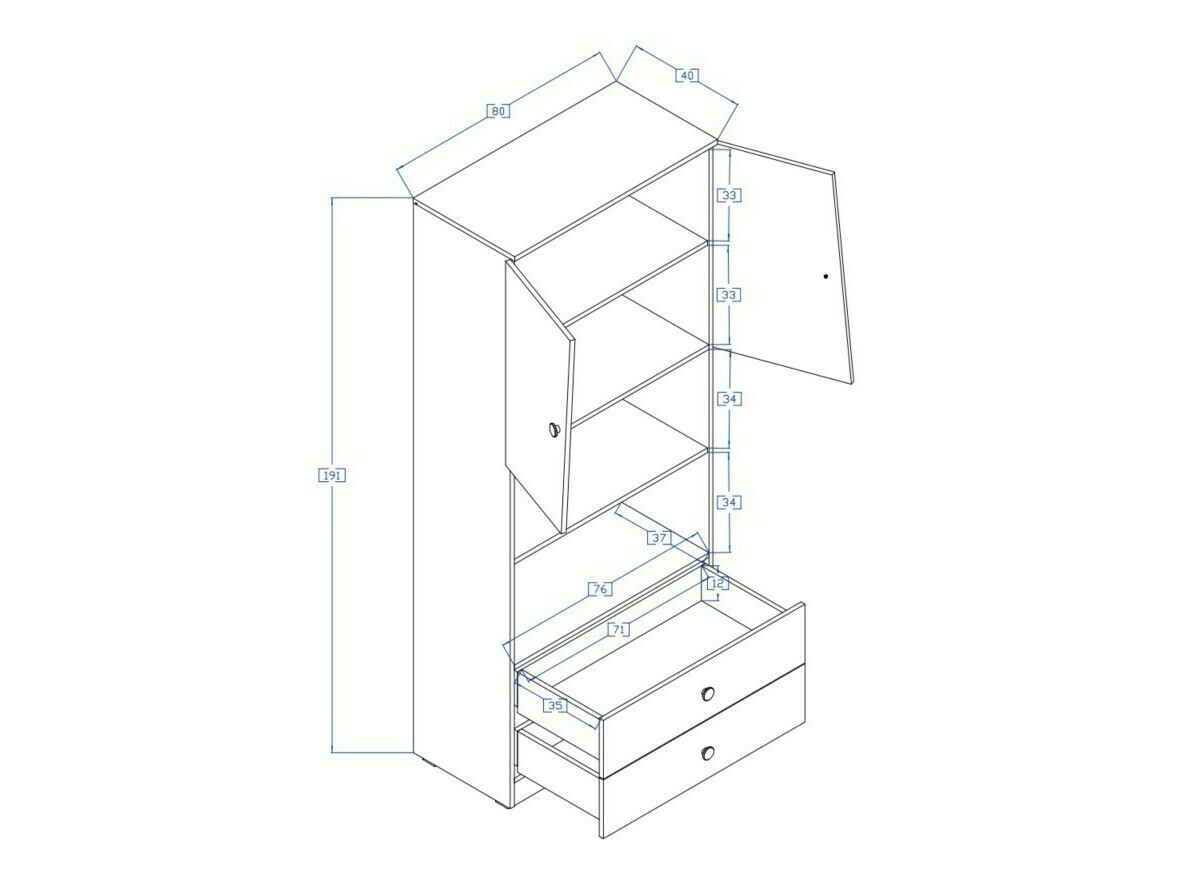 Étagère Mirelbu 103 (Chêne Artisan + Blanc brillant + Noir brillant)
