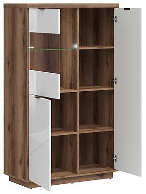 Ensemble de salon Fivale 111 (Chêne delano foncé + Blanc brillant)