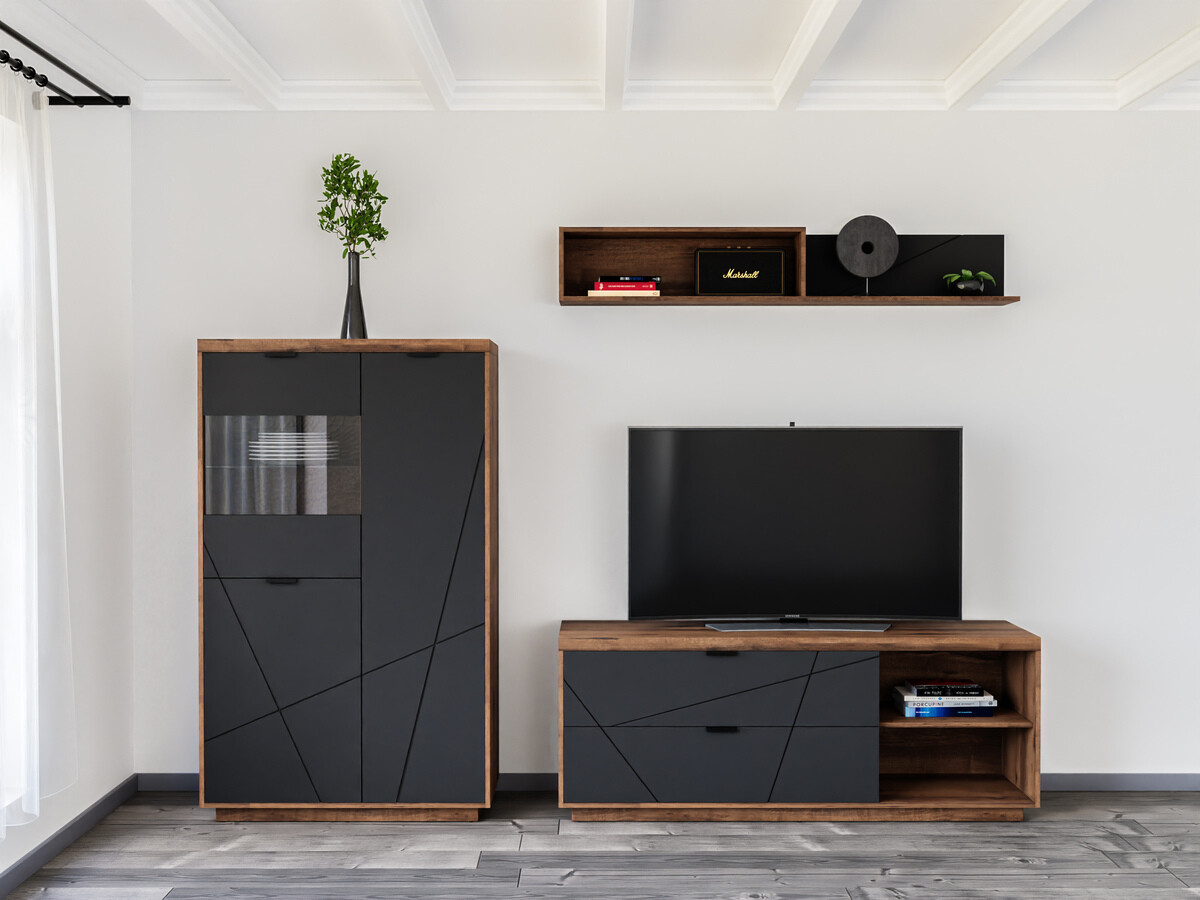 Ensemble de salon Fivale 111 (Chêne delano foncé + Noir mat)