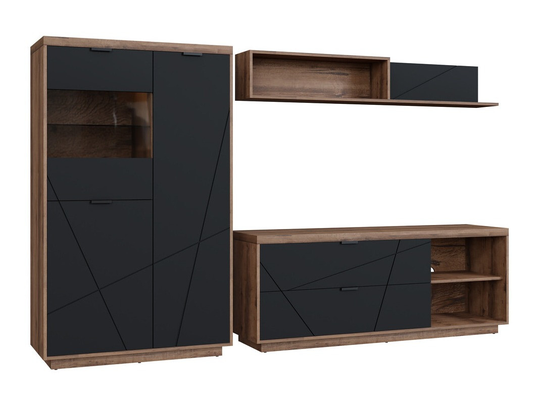 Ensemble de salon Fivale 111 (Chêne delano foncé + Noir mat)
