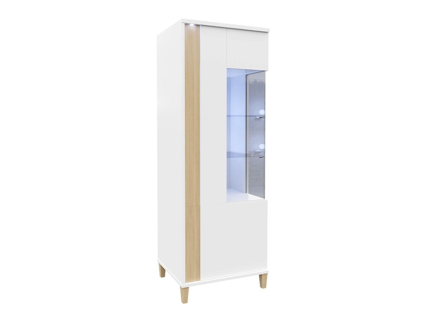 Étagère Florem II (Blanc + Blanc brillant + Clair bois)