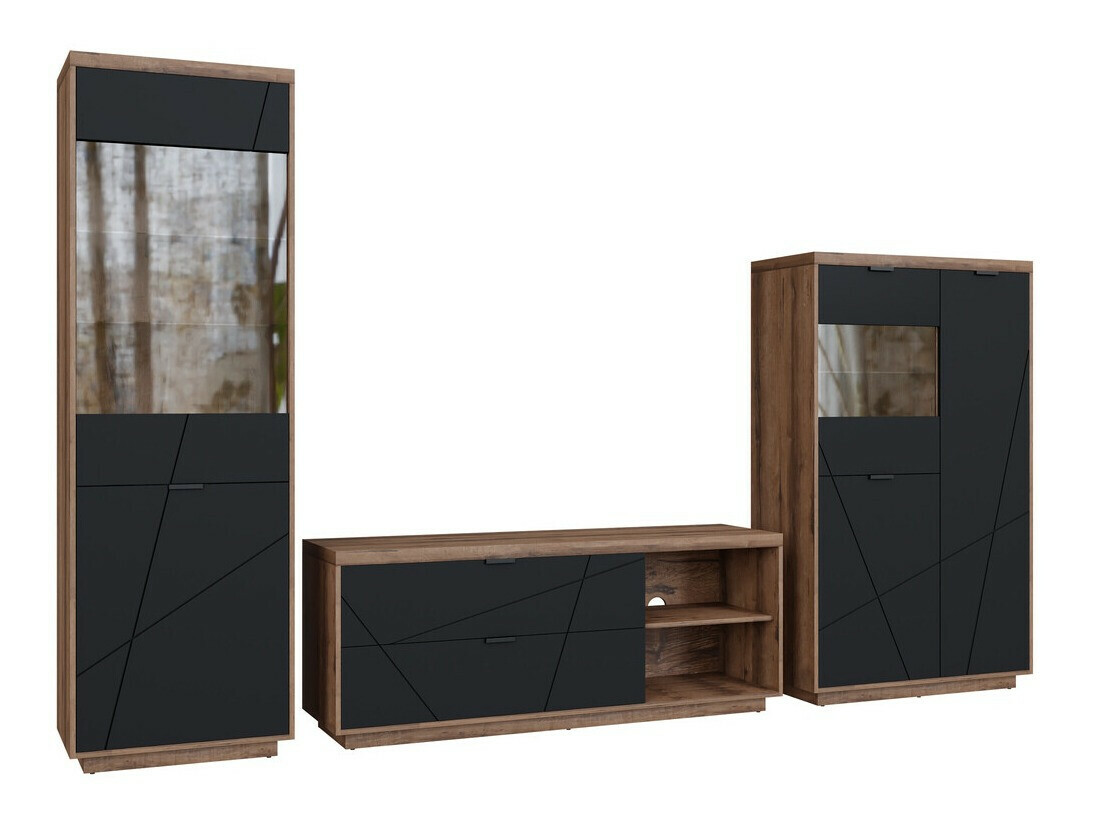 Ensemble de salon Fivale 112 (Chêne delano foncé + Noir mat)