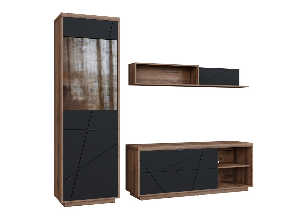 Ensemble de salon Fivale 113 (Chêne delano foncé + Noir mat)
