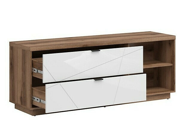Ensemble de salon Fivale 114 (Chêne delano foncé + Blanc brillant)