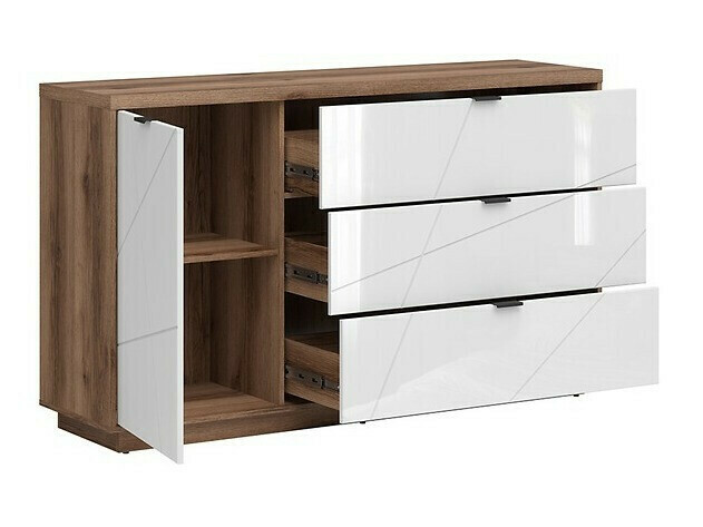 Ensemble de salon Fivale 114 (Chêne delano foncé + Blanc brillant)