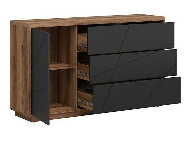 Ensemble de salon Fivale 114 (Chêne delano foncé + Noir mat)