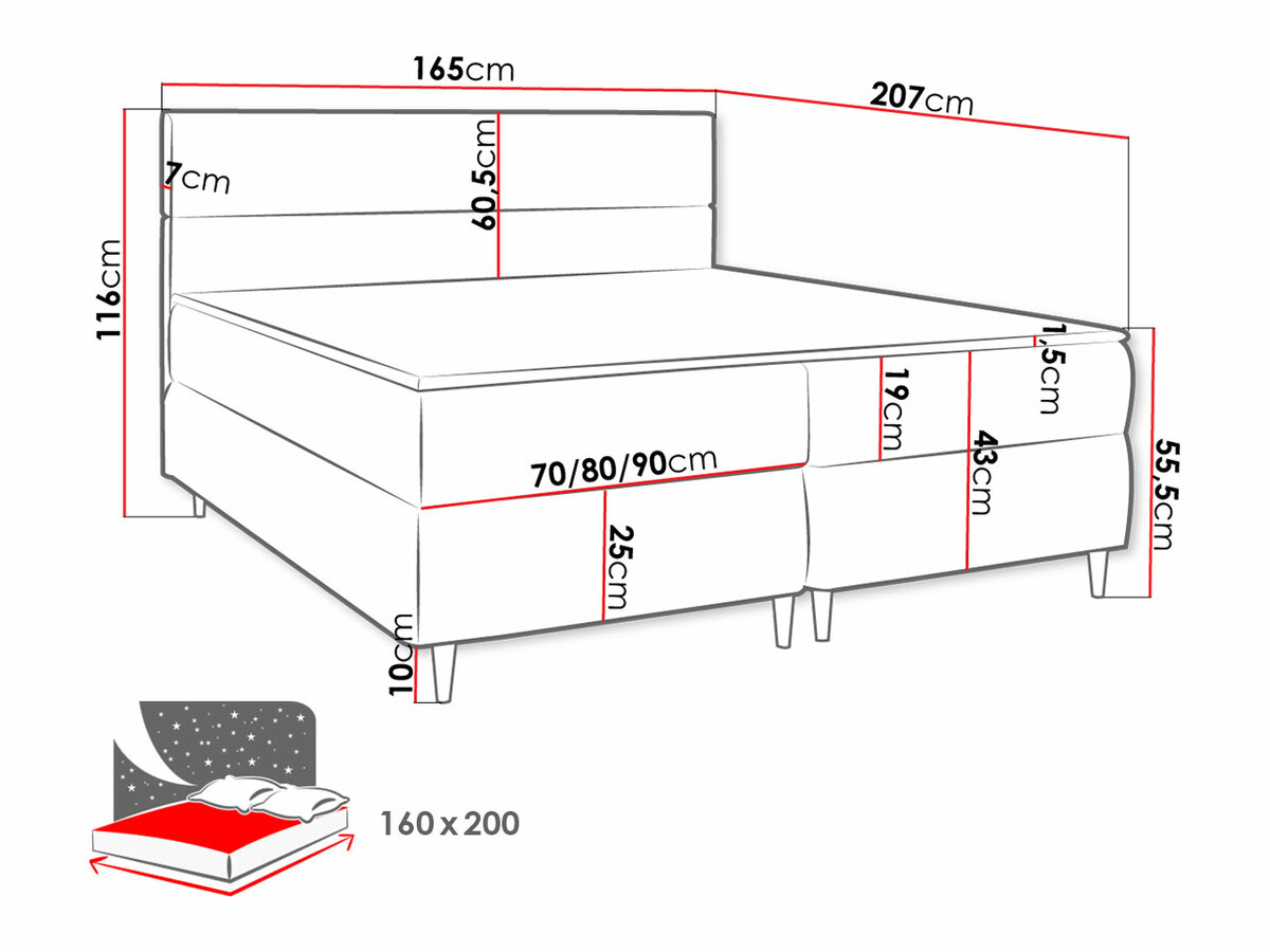 Lit boxspring Memphis 135 (Itaka 15)