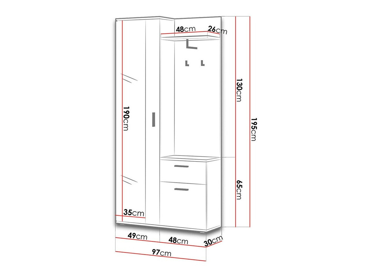 Meuble d'entrée Pavo (Sonoma chêne + Blanc)