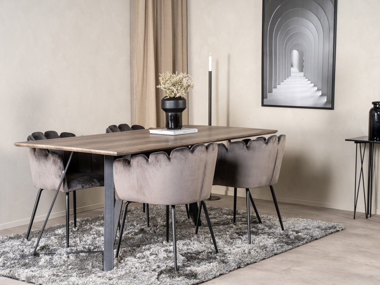Table Dallas 372 (Clair bois + Noir)