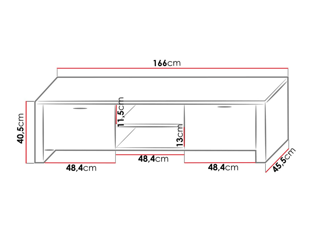 Meuble TV Uva II (Blanc + Blanc brillant)