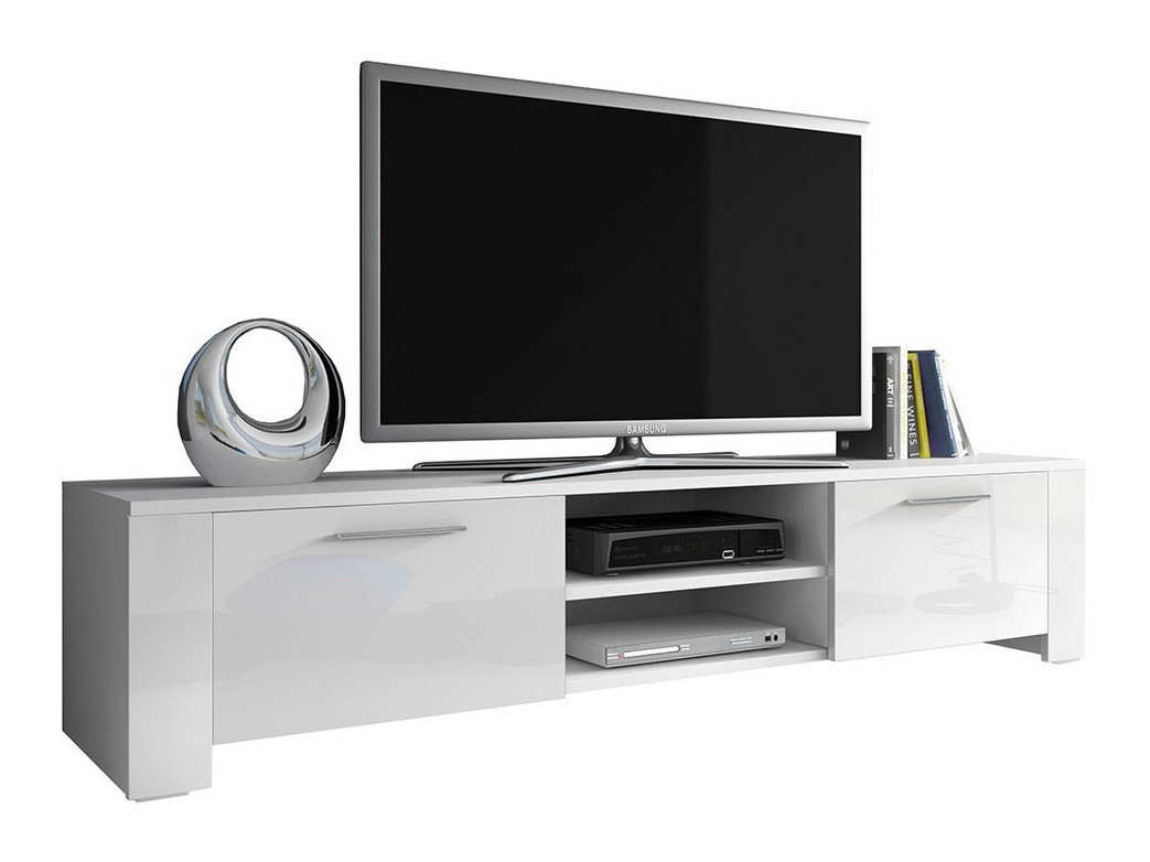 Meuble TV Uva II (Blanc + Blanc brillant)