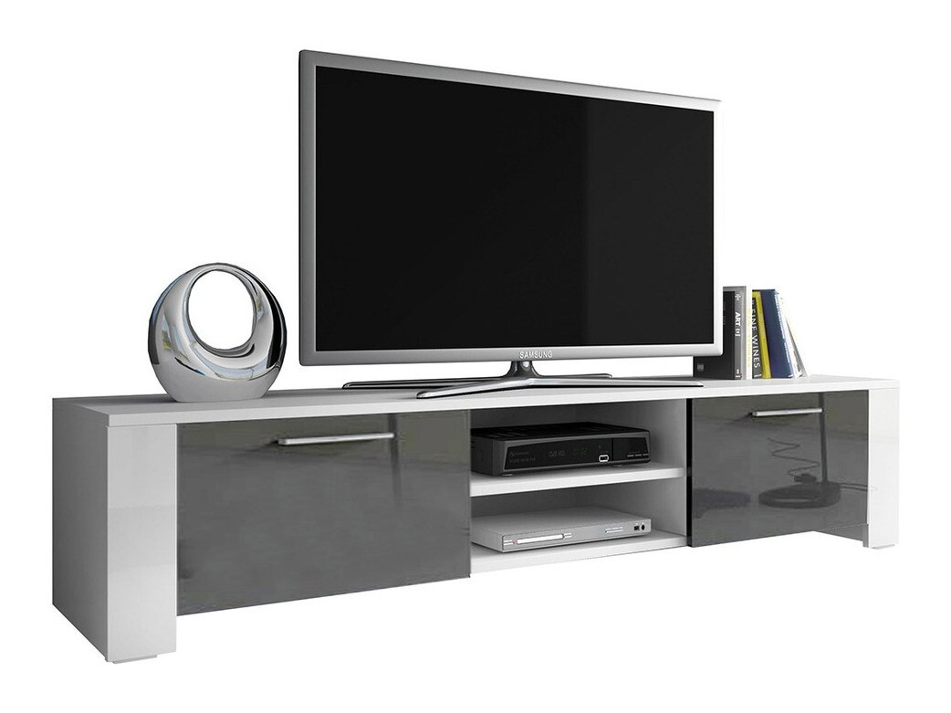 Meuble TV Uva II (Blanc + Gris brillant)