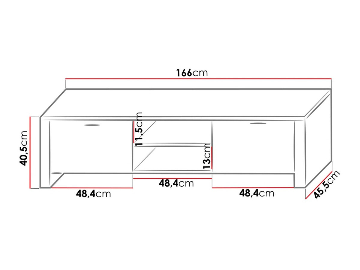 Meuble TV Uva II (Blanc + Noir brillant)