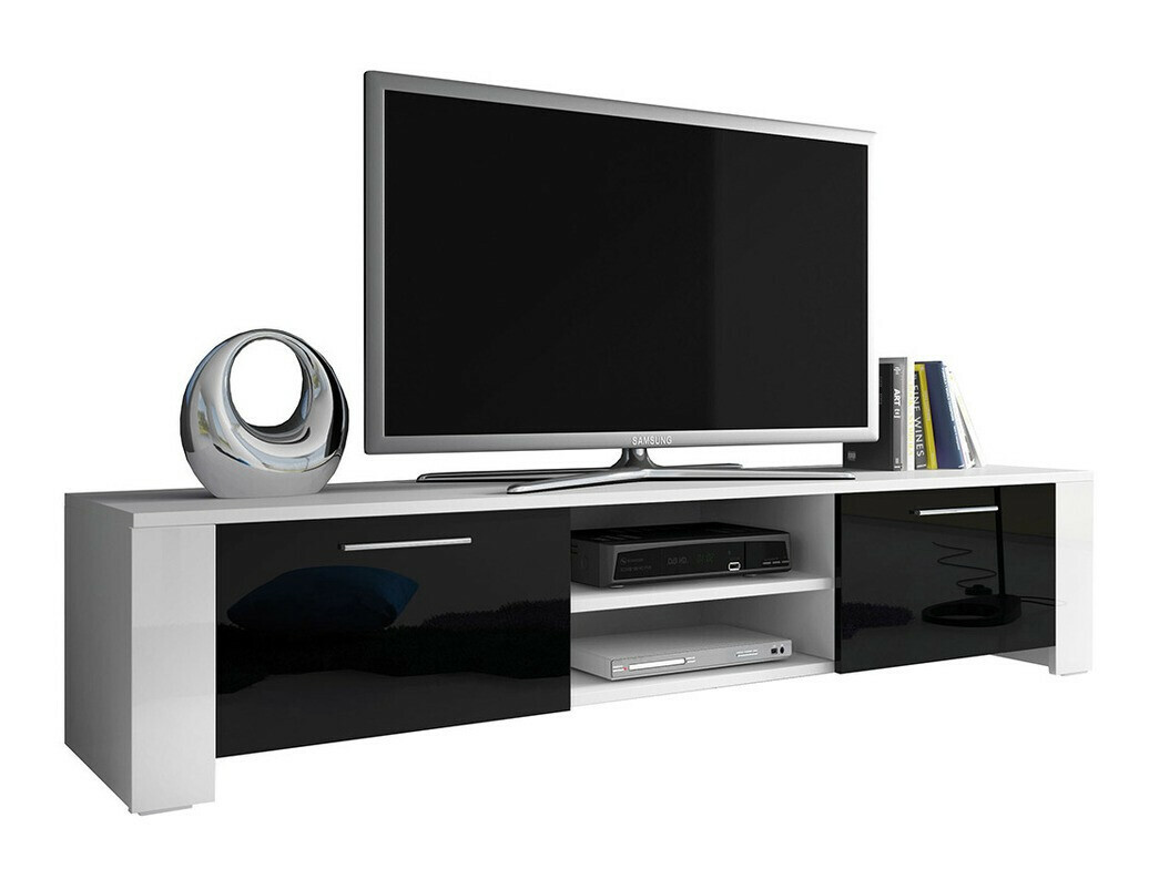 Meuble TV Uva II (Blanc + Noir brillant)