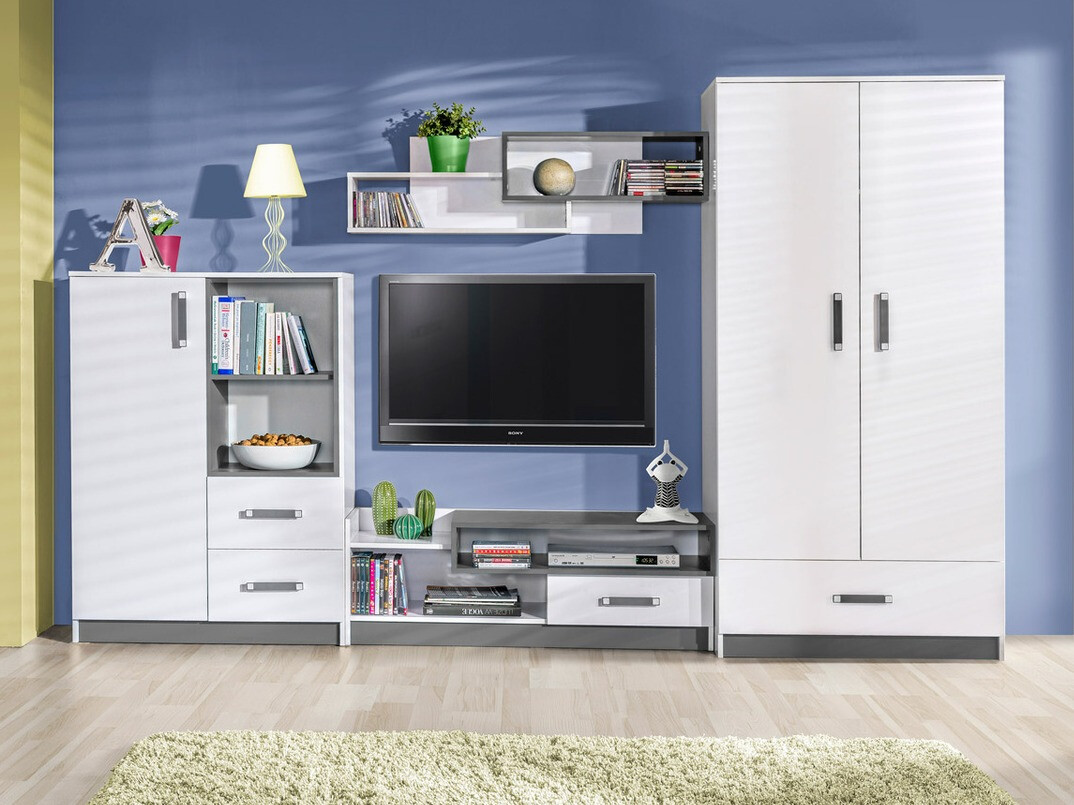Meuble TV Lorlare 111 (Blanc + Gris)