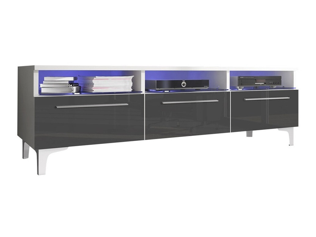 Meuble TV Nashville 117 (Blanc + Gris brillant)