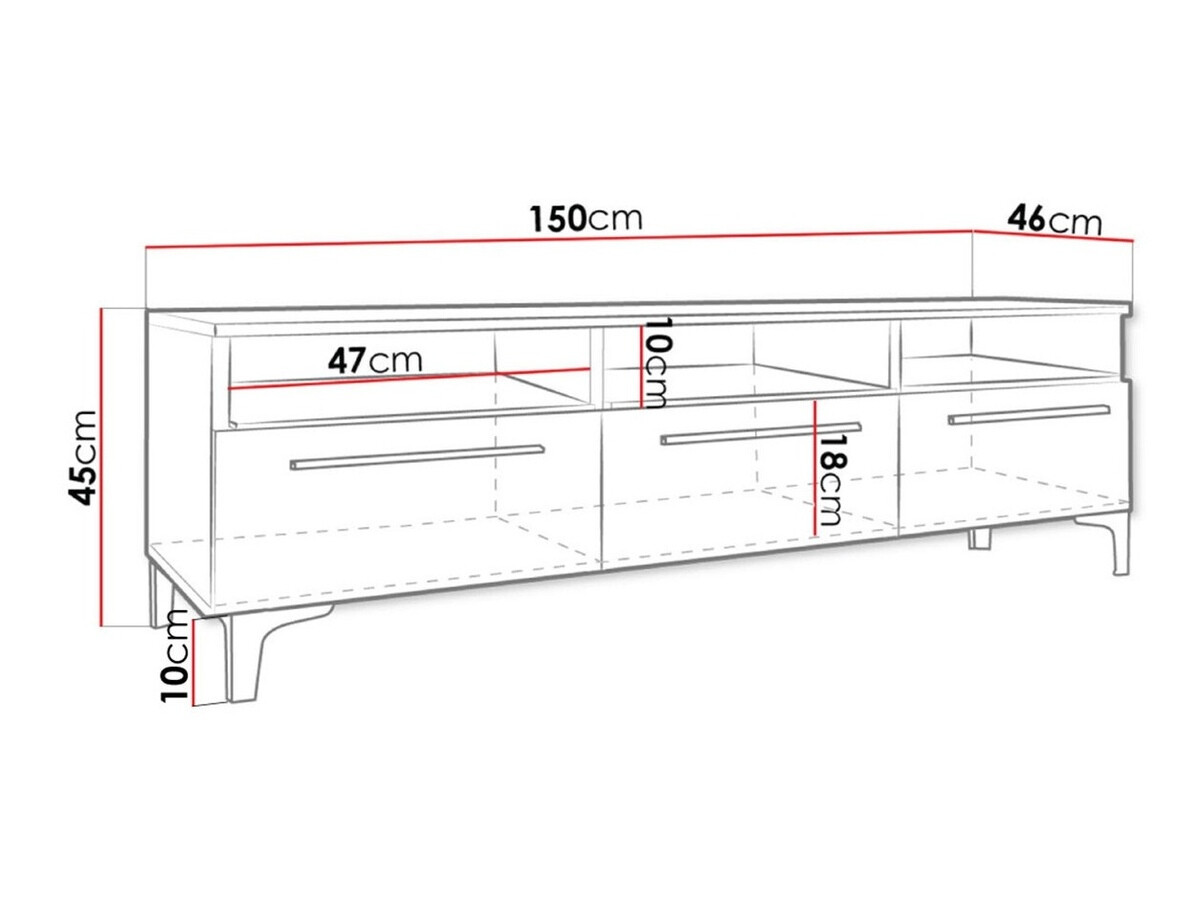 Meuble TV Nashville 117 (Blanc + Gris brillant)