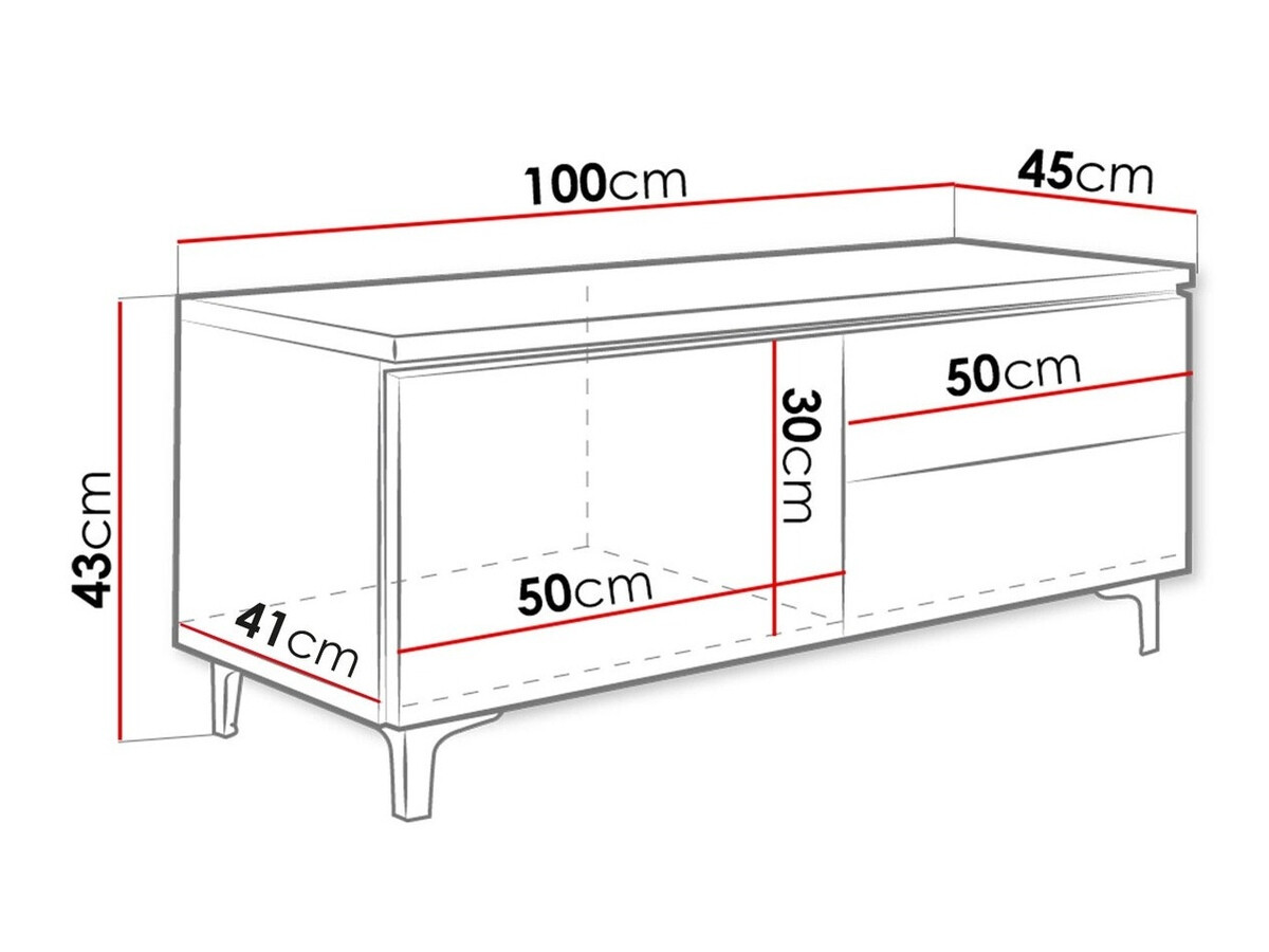 Meuble TV Uva III (Blanc + Blanc brillant)