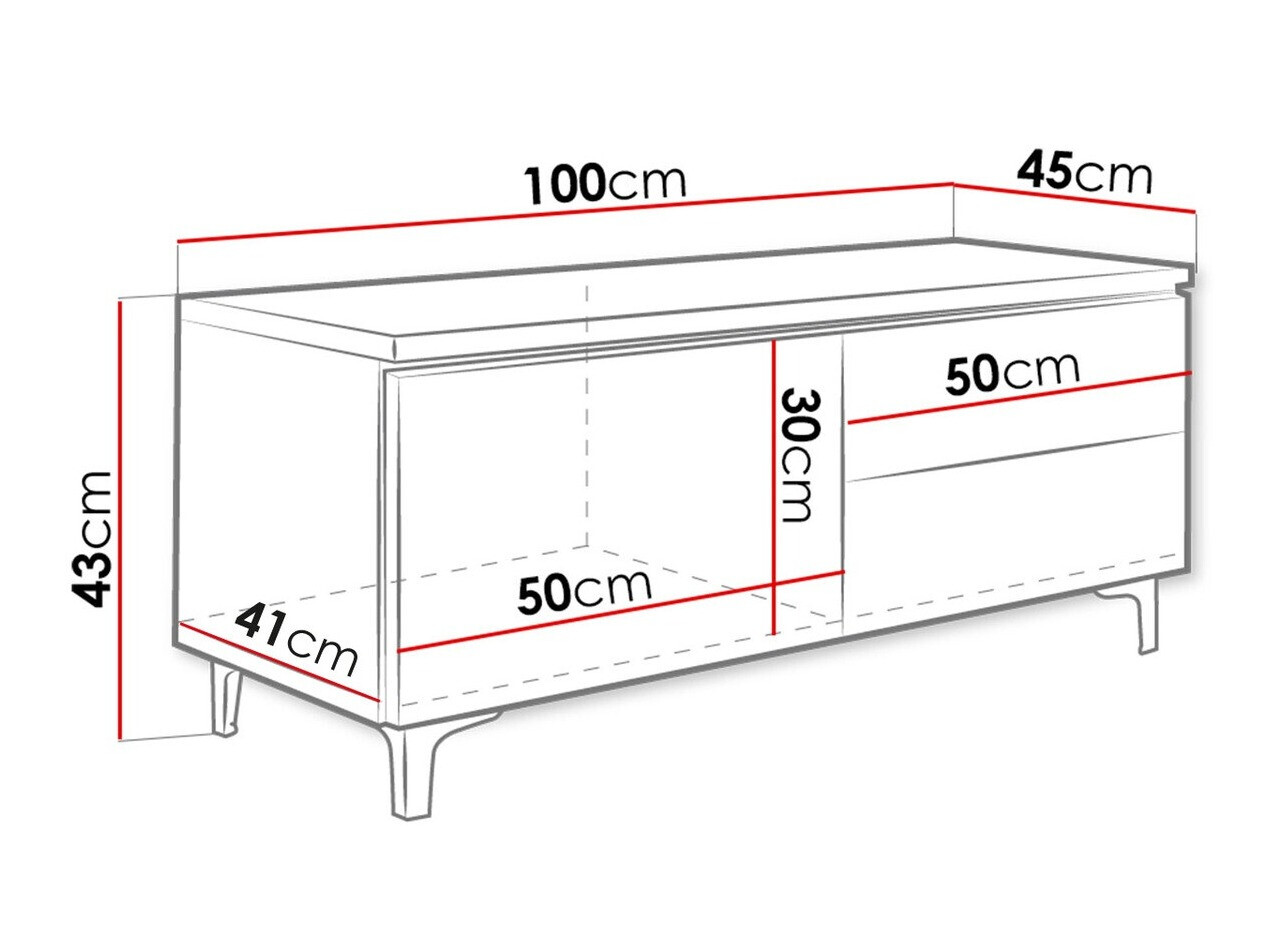 Meuble TV Uva III (Blanc + Noir brillant)