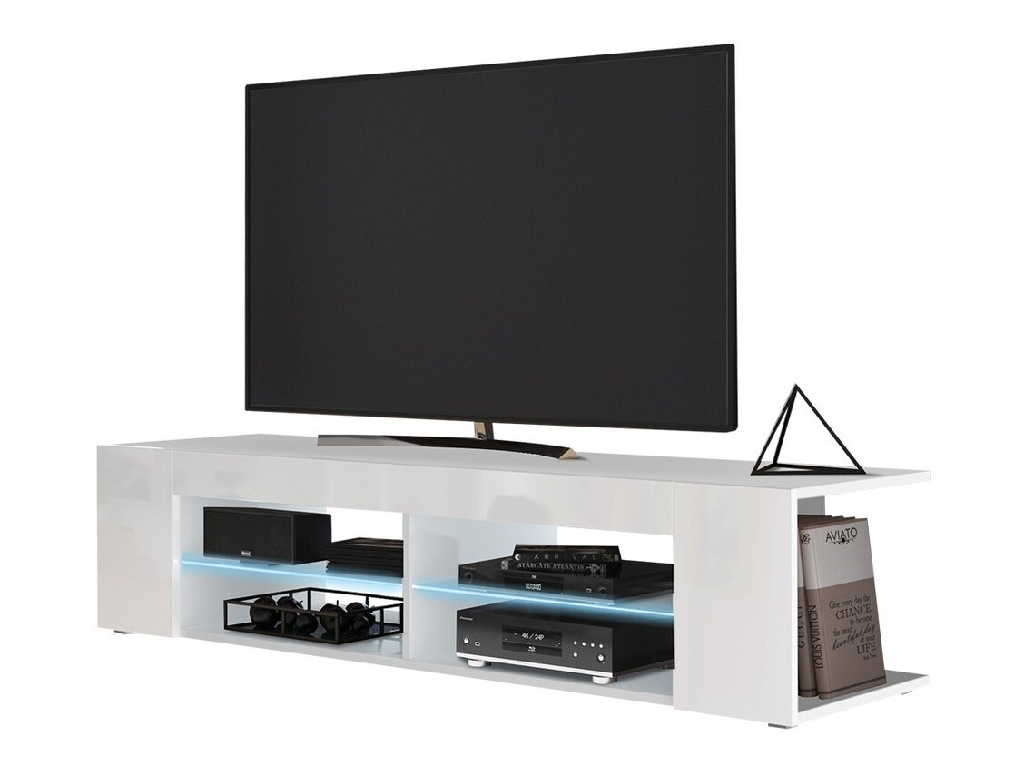 Meuble TV Ver (Blanc + Blanc brillant)