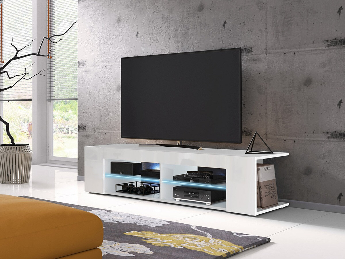 Meuble TV Ver (Blanc + Blanc brillant)