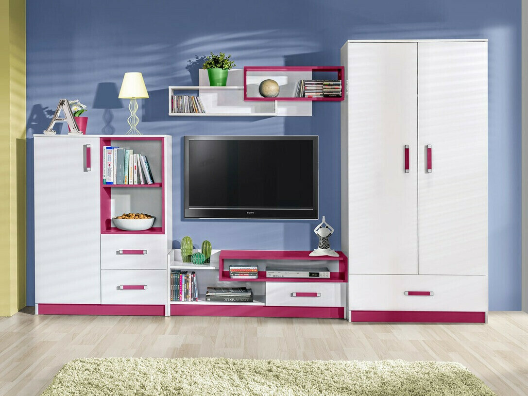 Commode Lorlare 105 (Blanc + Rose)