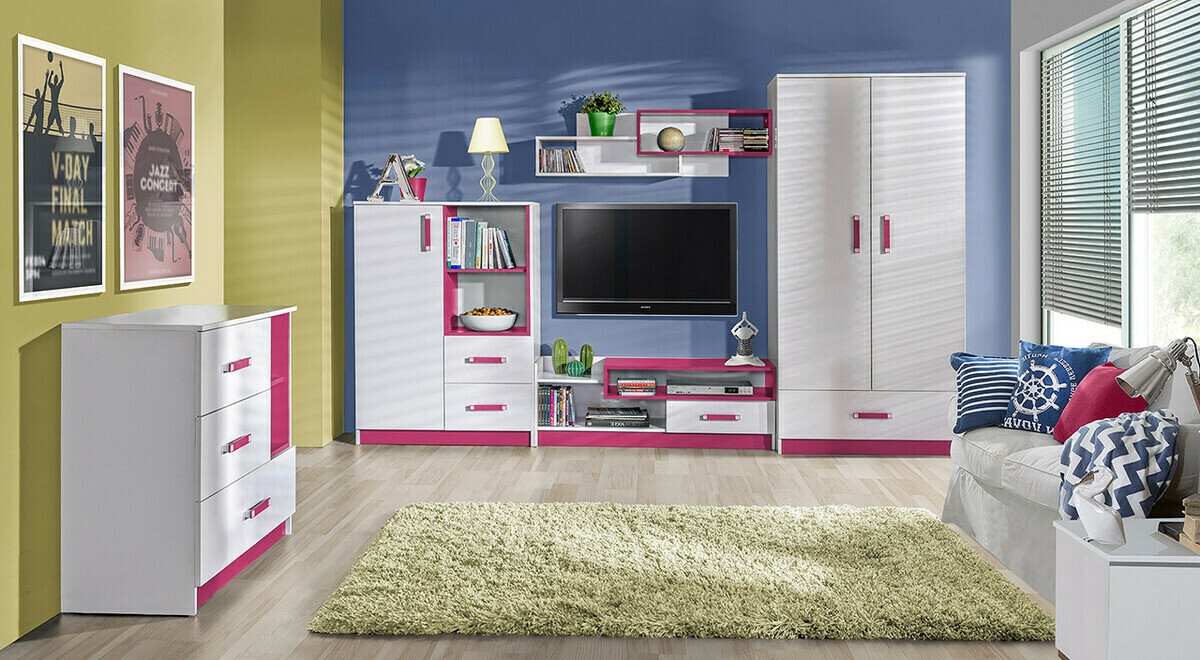 Commode Lorlare 108 (Blanc + Rose)