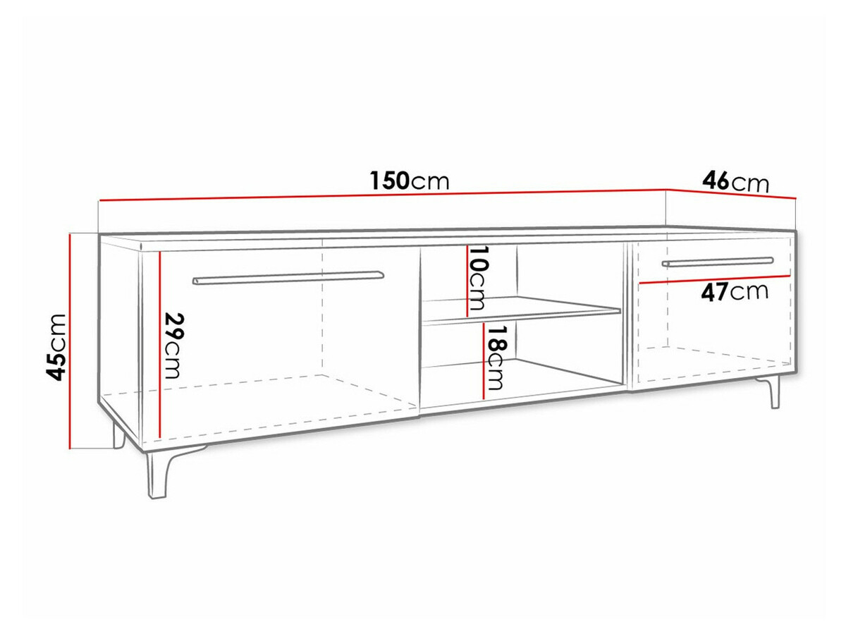 Meuble TV Uva V (Blanc + Blanc brillant)