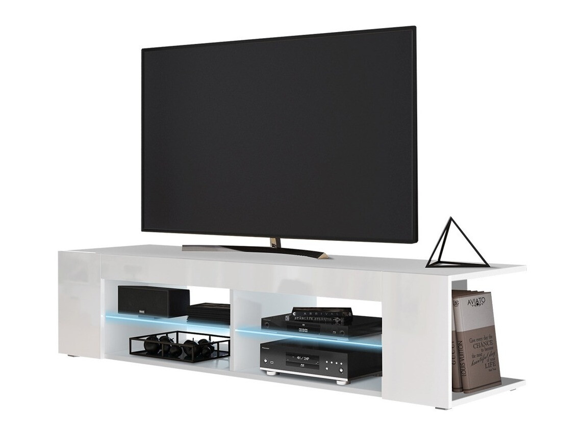 Meuble TV Ver I (Blanc + Blanc brillant)