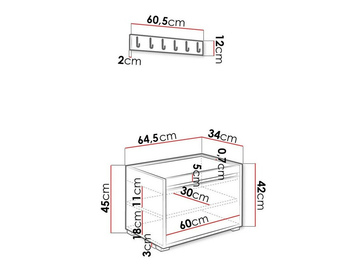 Meuble d'entrée Comfivo Pinus IX (Blanc + Manila 35)