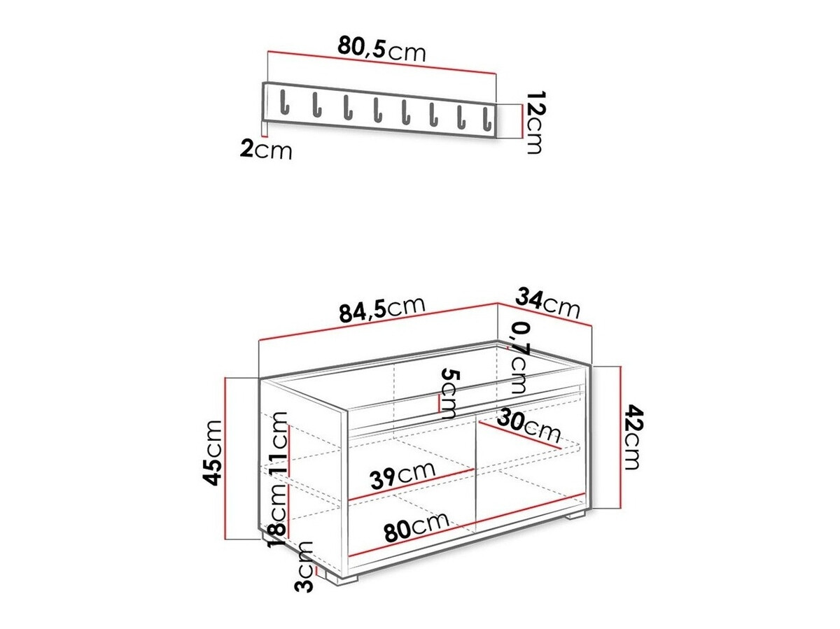 Meuble d'entrée Comfivo Pinus IV (Blanc + Manila 35)