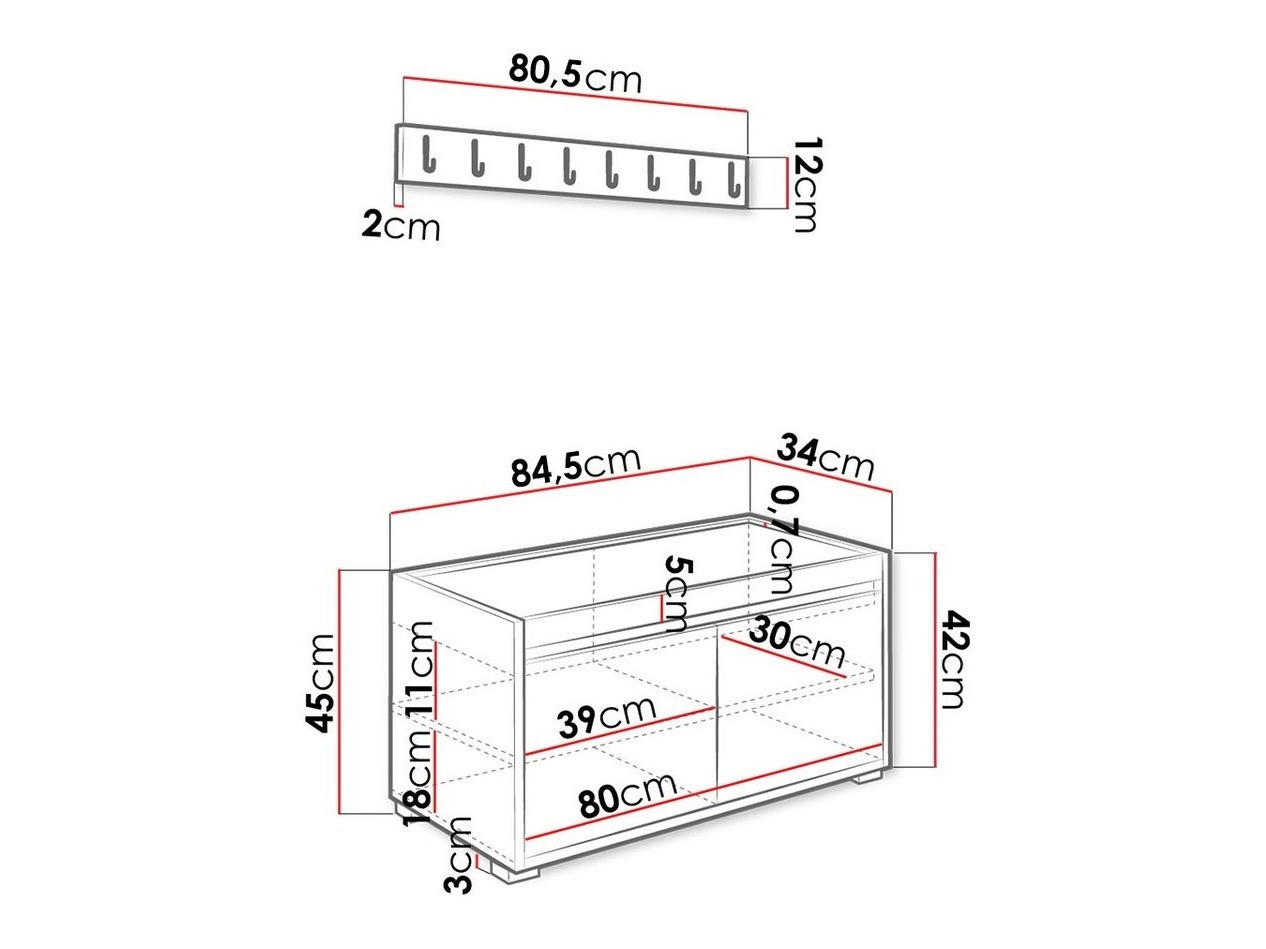 Meuble d'entrée Comfivo Pinus IV (Blanc + Soft 017)