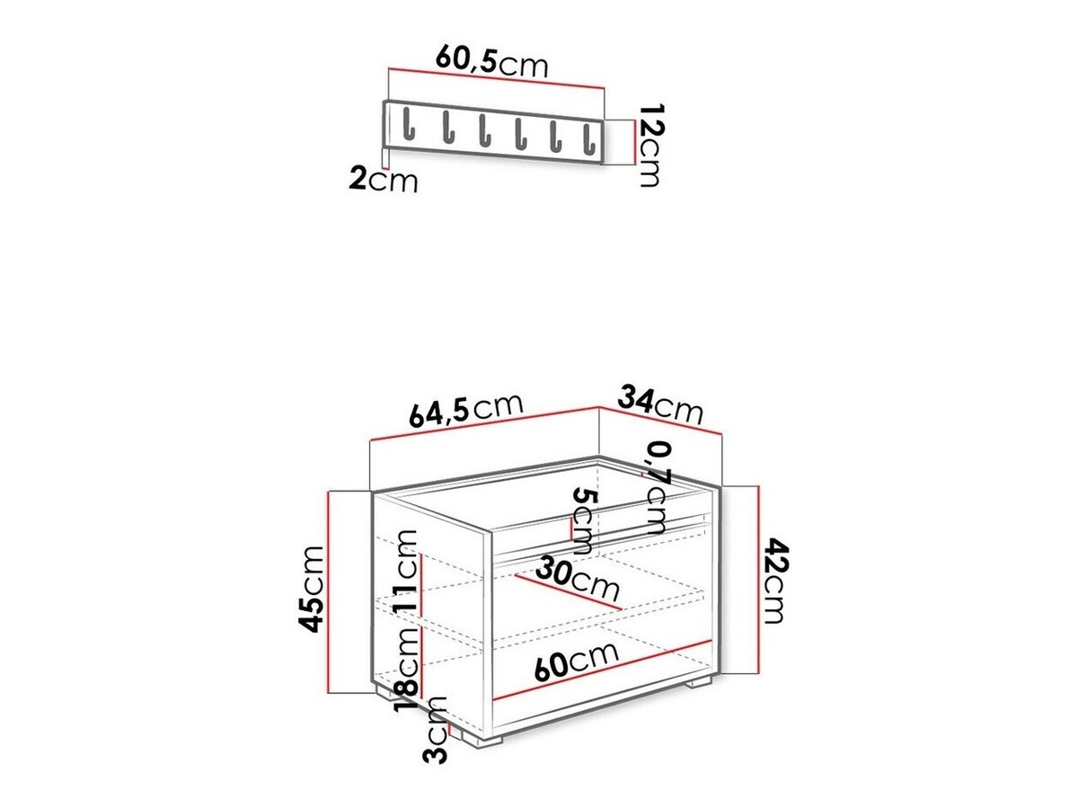 Meuble d'entrée Comfivo Pinus VI (Blanc + Soft 017)