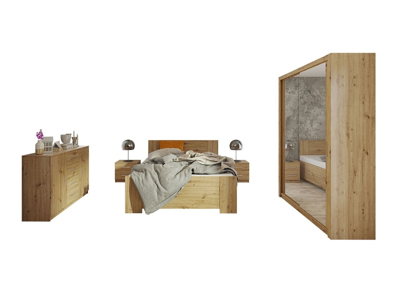 Ensemble de chambre Catromi 113 (Chêne Artisan)