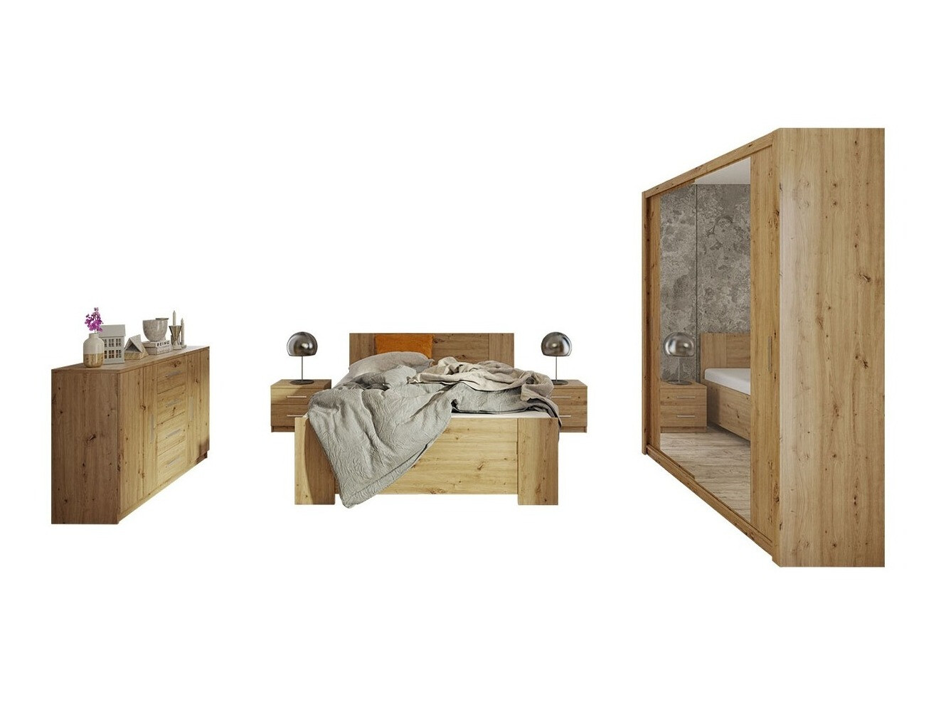 Ensemble de chambre Catromi 121 (Chêne Artisan)