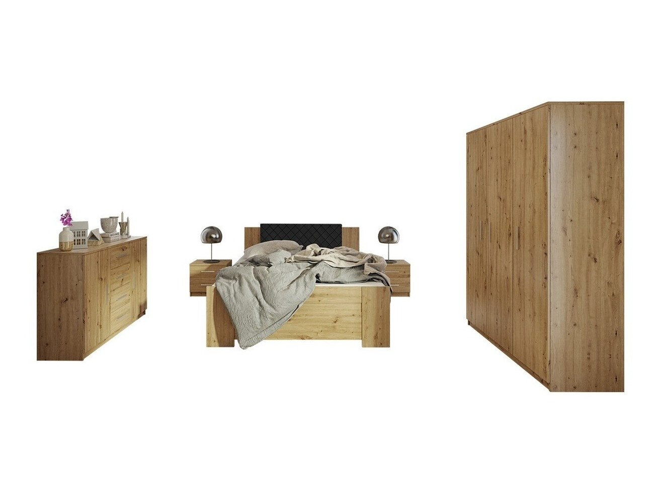 Ensemble de chambre Catromi 123 (Chêne Artisan + Soft Pik 011)