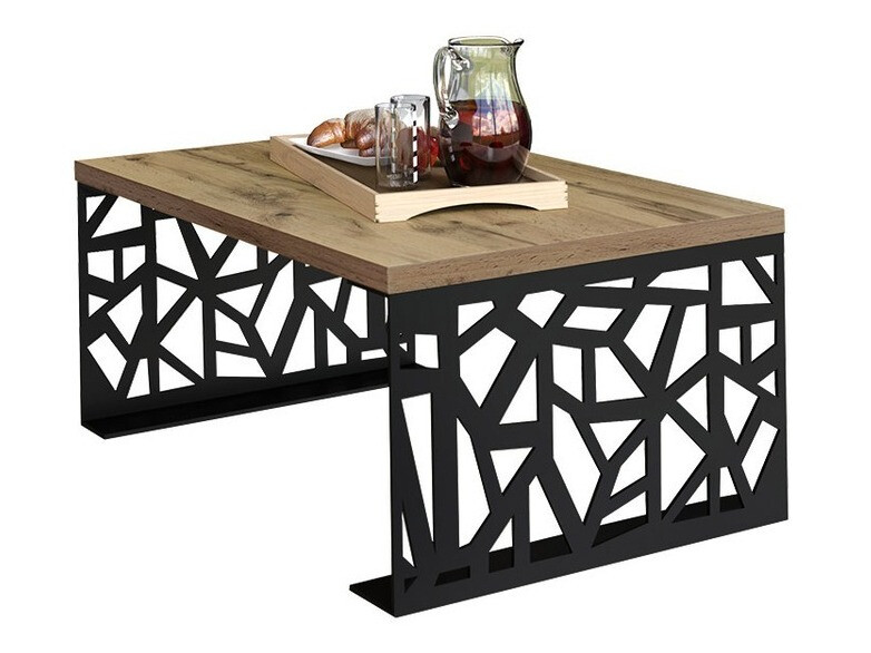 Table basse Germantown 101 (Noir mat + Chêne)